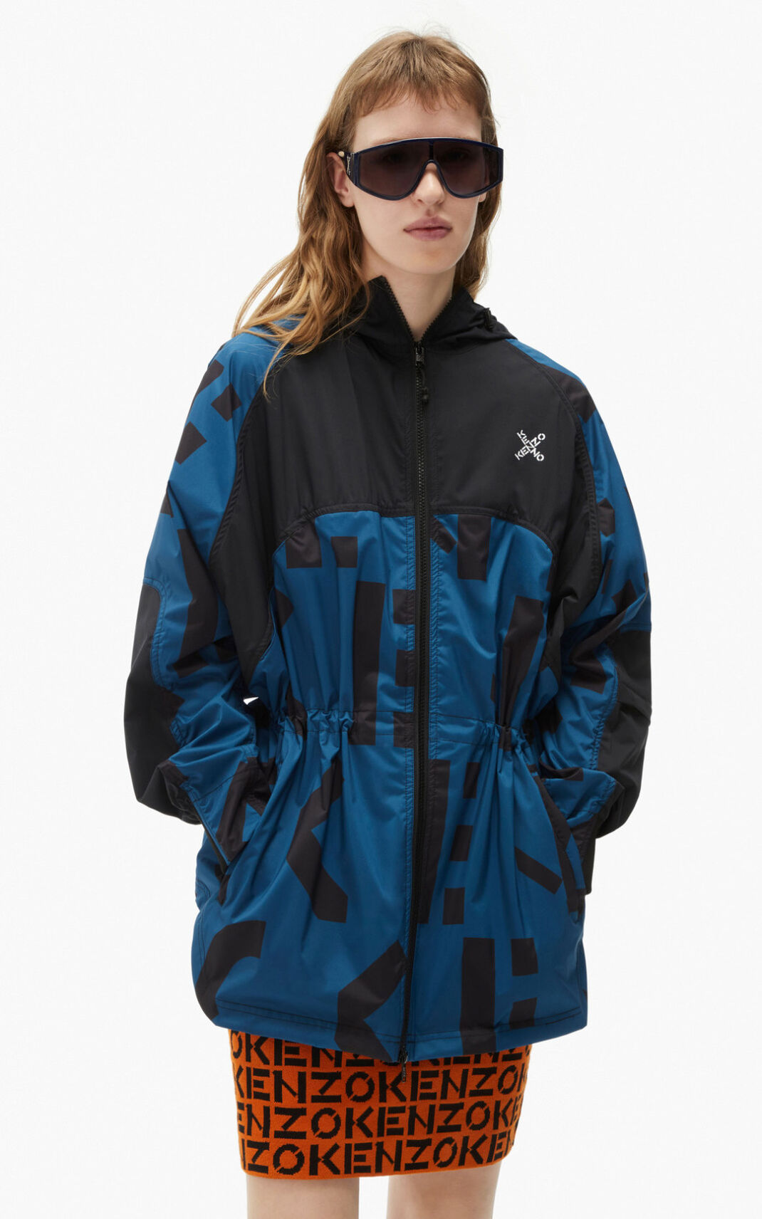 Parkas Kenzo Femme Sport lightweight monogram Bleu Foncé ZEQYT-9478